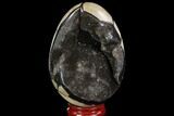Septarian Dragon Egg Geode - Black Crystals #89576-1